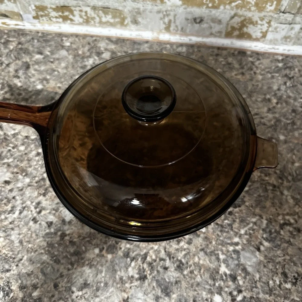 Vintage VISION by Corning 2.5L Sauce Pan With PYREX Lid V2.5C Amber USA